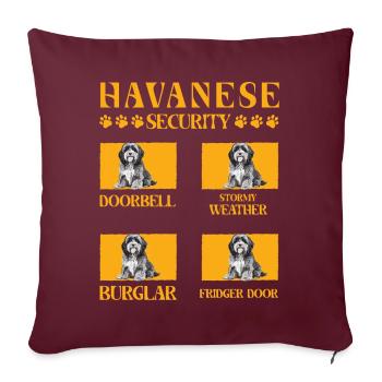 Sécurité du bichon havanais - Housse de coussin décorative 45 x 45 cm - bordeaux - Devant