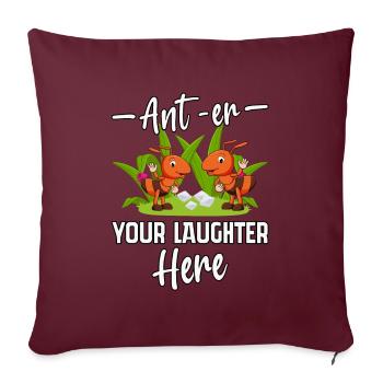 Ant-euh votre rire ici - Housse de coussin décorative 45 x 45 cm - bordeaux - Devant