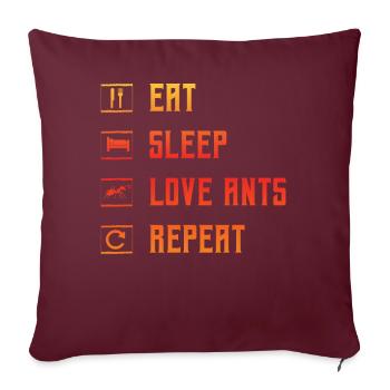 Mangez, dormez, aimez les fourmis, répétez - Housse de coussin décorative 45 x 45 cm - bordeaux - Devant