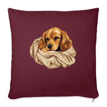 Süßer Hund Welpe Cocker Spaniel - Sofakissenbezug 45 x 45 cm - Burgunderrot - Vorne