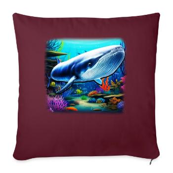 Baleine bleue - Housse de coussin décorative 45 x 45 cm - bordeaux - Devant
