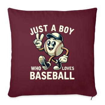 Juste un garçon qui aime les garçons de baseball hommes - Housse de coussin décorative 45 x 45 cm - bordeaux - Devant