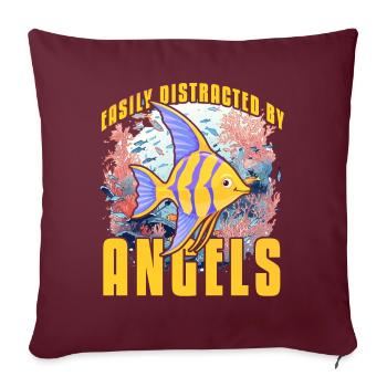 Facilement distrait par les anges - Housse de coussin décorative 45 x 45 cm - bordeaux - Devant