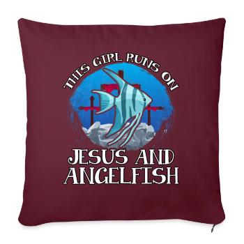 Cette fille court sur Jésus et le poisson-ange - Housse de coussin décorative 45 x 45 cm - bordeaux - Devant