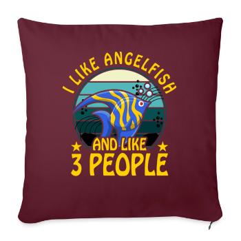 J’aime le poisson-ange et j’aime 3 personnes - Housse de coussin décorative 45 x 45 cm - bordeaux - Devant