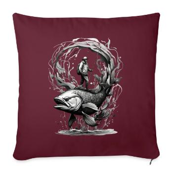 FISCHEN FISCHER ANGLER ANGELN - Sofakissenbezug 45 x 45 cm - Burgunderrot - Vorne