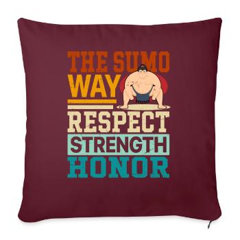 La voie du sumo : respect, force, honneur, - Housse de coussin décorative 45 x 45 cm - bordeaux - Devant