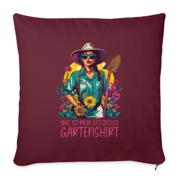 Chemise de jardin officielle Fête des mères Maman jardinière - Housse de coussin décorative 45 x 45 cm - bordeaux - Devant