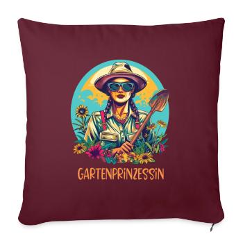 Jardin, Princesse, Jardin, Fête des mères, Maman jardinière - Housse de coussin décorative 45 x 45 cm - bordeaux - Devant
