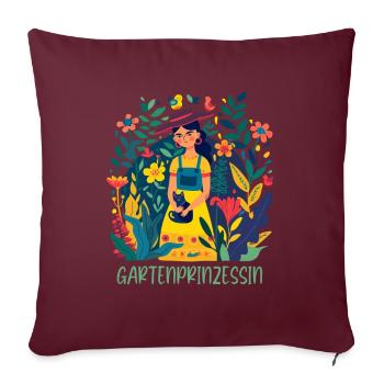 Jardin, Princesse, Jardin, Fête des mères, Maman jardinière - Housse de coussin décorative 45 x 45 cm - bordeaux - Devant
