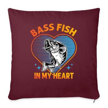 Poisson bar dans mon cœur - Housse de coussin décorative 45 x 45 cm - bordeaux - Devant