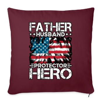 Père Mari Protecteur Héros - Housse de coussin décorative 45 x 45 cm - bordeaux - Devant