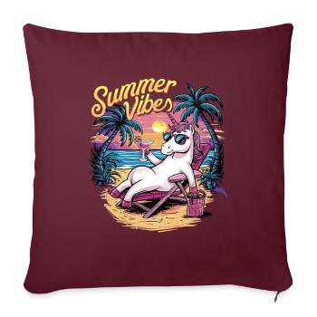 Ambiance estivale Licorne - Housse de coussin décorative 45 x 45 cm - bordeaux - Devant