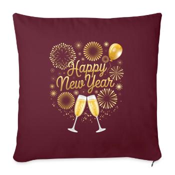 Tenue de fête du Nouvel An Nouvel An Bonne Année - Housse de coussin décorative 45 x 45 cm - bordeaux - Devant