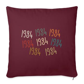 Né en 1984 - légendaire depuis 1984 - Housse de coussin décorative 45 x 45 cm - bordeaux - Devant