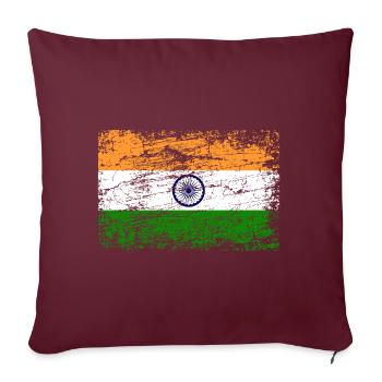 Indien Flagge Used Look Vintage Banner Wappen Goa - Sofakissenbezug 45 x 45 cm - Burgunderrot - Vorne