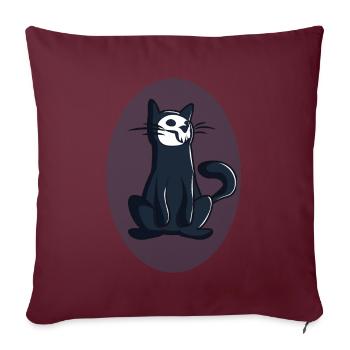 Chat noir pour Halloween - Housse de coussin décorative 45 x 45 cm - bordeaux - Devant