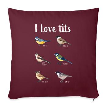 J'adore les seins Drôle Birdwatching Bird Gift - Housse de coussin décorative 45 x 45 cm - bordeaux - Devant