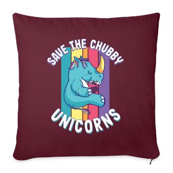 Cadeau mignon de rhinocéros sauvez les licornes potelées - Housse de coussin décorative 45 x 45 cm - bordeaux - Devant