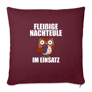 Fleißige Nachteule im Einsatz - Sofakissenbezug 45 x 45 cm - Burgunderrot - Vorne