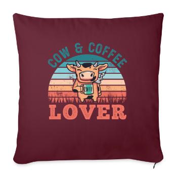 Cadeau rétro d’agriculture d’amoureux de vache et de café - Housse de coussin décorative 45 x 45 cm - bordeaux - Devant