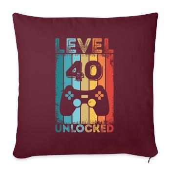 Niveau de jeu 40 débloqué 40th Birthday Gift Gamer - Housse de coussin décorative 45 x 45 cm - bordeaux - Devant