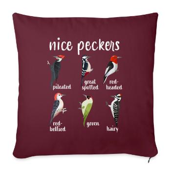 Drôle d’oiseau pic Cadeau de Noël Nice Pecker - Housse de coussin décorative 45 x 45 cm - bordeaux - Devant