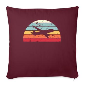 Avion rétro repérant Sunset Vintage avion Sunrise - Housse de coussin décorative 45 x 45 cm - bordeaux - Devant