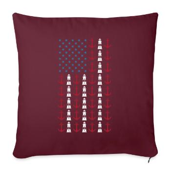 Navigation de plaisance Drapeau américain 4 juillet Merica USA - Housse de coussin décorative 45 x 45 cm - bordeaux - Devant