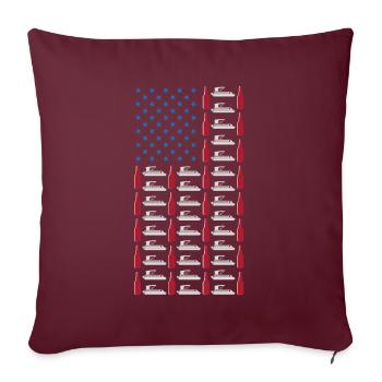 Pontoon Boat Beer Party Boire pavillon américain 4 juillet - Housse de coussin décorative 45 x 45 cm - bordeaux - Devant