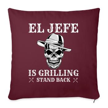 El Jefe est en train de griller, drôle de papa mexicain grillant - Housse de coussin décorative 45 x 45 cm - bordeaux - Devant