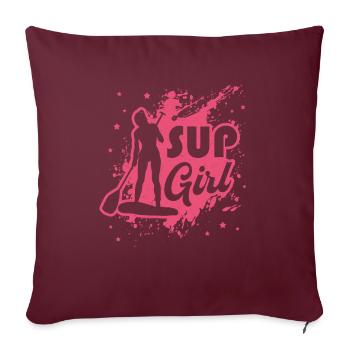SUP Girl Standup Paddelbrett - Sofakissenbezug 45 x 45 cm - Burgunderrot - Vorne