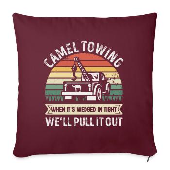 Drôle de camel remorquage rétro cadeau de Noël - Housse de coussin décorative 45 x 45 cm - bordeaux - Devant