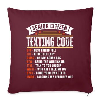 Drôle de code de texto de personne âgée Cadeau pour - Housse de coussin décorative 45 x 45 cm - bordeaux - Devant