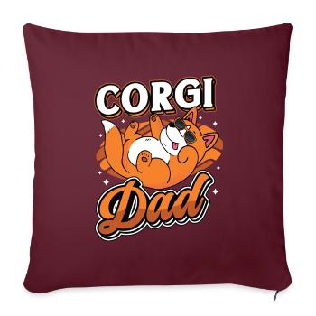 Corgi Papa - Housse de coussin décorative 45 x 45 cm - bordeaux - Devant