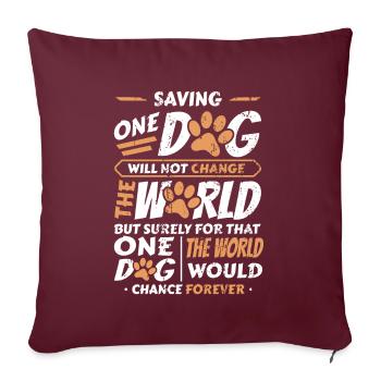 Saving One Dogs World Animal Rescue, niche pour chiens. - Housse de coussin décorative 45 x 45 cm - bordeaux - Devant