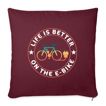 La vie est meilleure avec l’Ebike Ebiker Gift - Housse de coussin décorative 45 x 45 cm - bordeaux - Devant