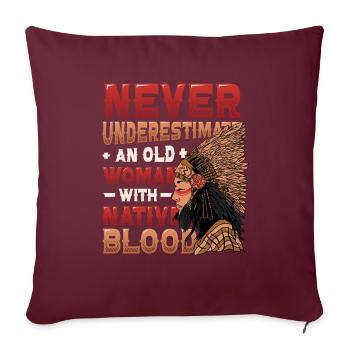 Vieilles femmes avec Native Blood Indian Native - Housse de coussin décorative 45 x 45 cm - bordeaux - Devant