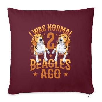 J’étais normal devant 2 beagles. - Housse de coussin décorative 45 x 45 cm - bordeaux - Devant