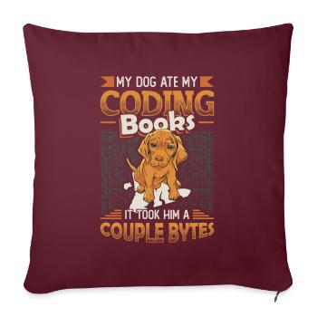 Hund Bytes Code Computer Witz Programmierung - Sofakissenbezug 45 x 45 cm - Burgunderrot - Vorne