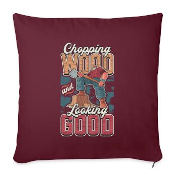Couper du bois et bien paraître menuisier - Housse de coussin décorative 45 x 45 cm - bordeaux - Devant