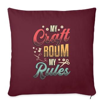 Mein Bastelzimmer Meine Regeln Crafty Mom - Sofakissenbezug 45 x 45 cm - Burgunderrot - Vorne