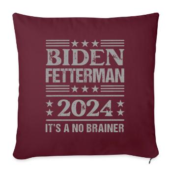 Biden Fetterman 2024 - Housse de coussin décorative 45 x 45 cm - bordeaux - Devant