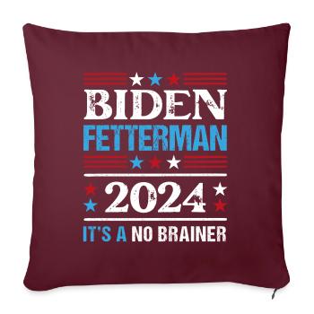 Biden Fetterman 2024 C’est une évidence - Housse de coussin décorative 45 x 45 cm - bordeaux - Devant
