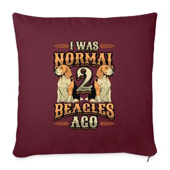 J’étais normal devant 2 beagles. - Housse de coussin décorative 45 x 45 cm - bordeaux - Devant