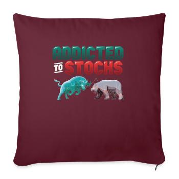 Accro aux actions, Bull Bear Stock Market - Housse de coussin décorative 45 x 45 cm - bordeaux - Devant