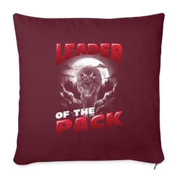 Chef de la meute, Maman Loup hurle à la lune - Housse de coussin décorative 45 x 45 cm - bordeaux - Devant