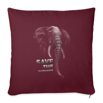 Sauvez les éléphants - Housse de coussin décorative 45 x 45 cm - bordeaux - Devant