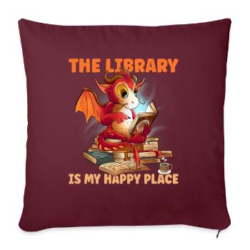 Lesen Happy Place - Sofakissenbezug 45 x 45 cm - Burgunderrot - Vorne