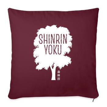 Shinrin yoku - Baignade en forêt - Méditation en forêt - Housse de coussin décorative 45 x 45 cm - bordeaux - Devant